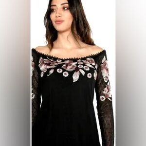 🆕 GUESS Black Mesh Off The Shoulder Dress Luscious Small BNWT